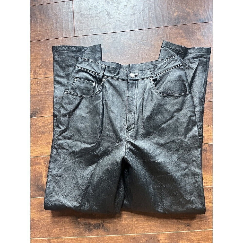 Vintage Newport News 100% Leather Lined Black Biker Pants Womens 8